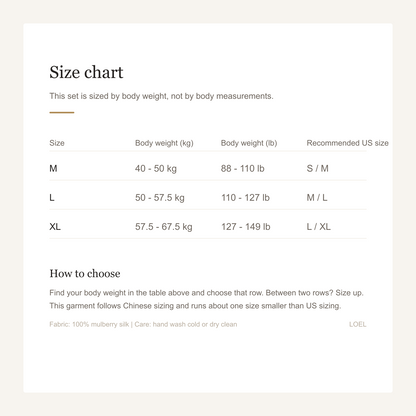 100% Mulberry Silk Cami and Shorts Set for Women - Lace-Trim French Sleepwear - size chart