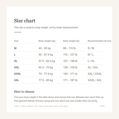 100% Mulberry Silk Slip Nightgown for Women - Lace-Trim Mini Dress, Sizes M to 4XL - size chart
