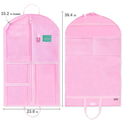 URSOFINE Waterproof Hanging Garment Bag 40 inch Clothes Bag with Gusset, 5 Pockets Side Zip for Dance Costumes Sports Skating Theatre Pageants Cheer Cosplay