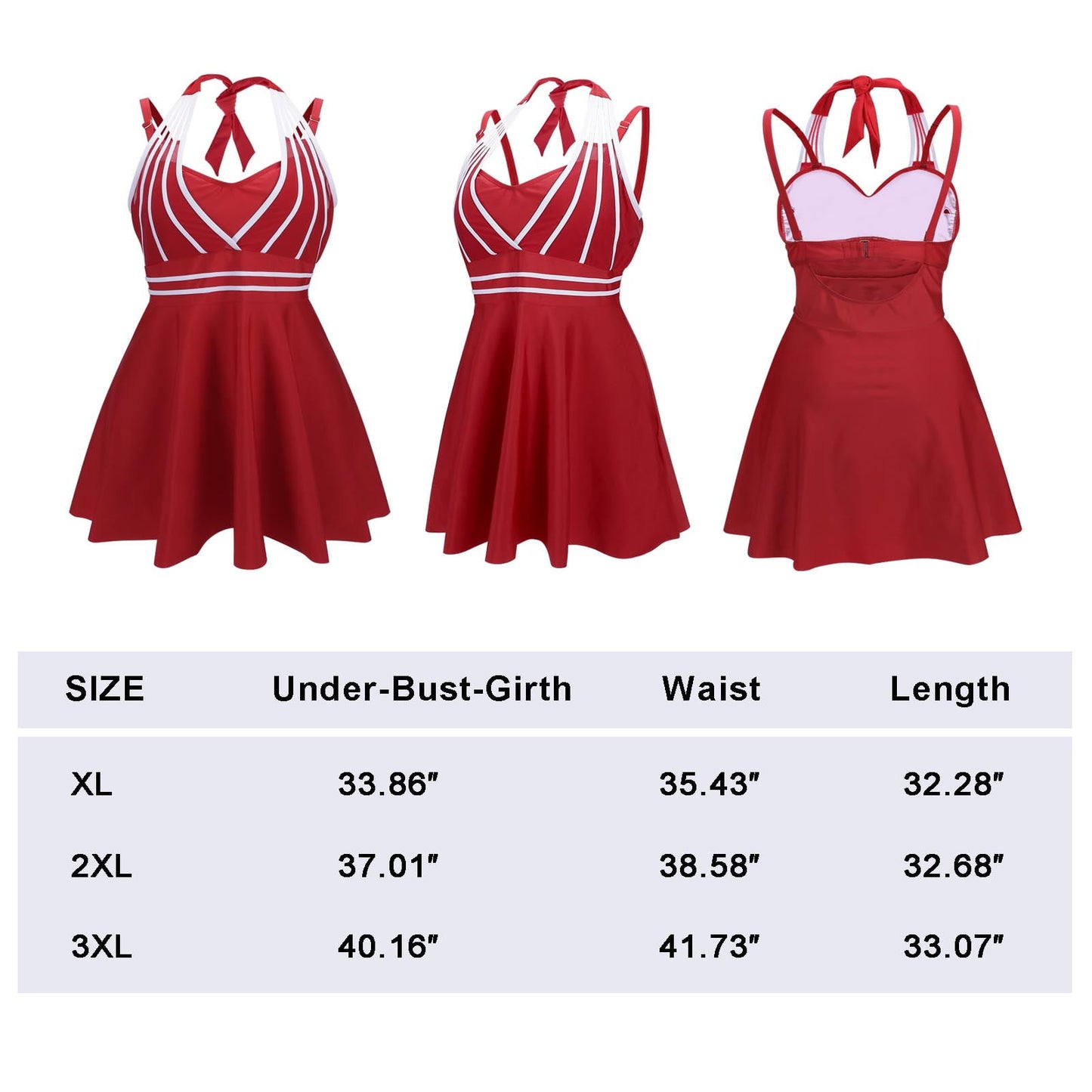 Womens Halter Swimdress Plus Size Two Piece Swimsuit Tankini Set