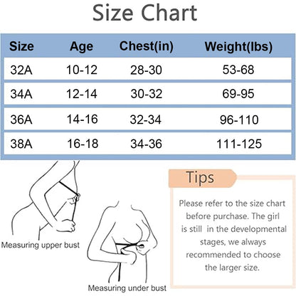 HuaAngel Girls Training Bralette Cotton Wirefree Soft Cups Adjustable Straps 5 Pack Size 32-38