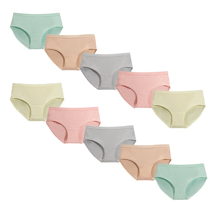 HuaAngel Girls Underwear 6-10 Pack Cotton Soft Stretch Panties Everyday Briefs for School and Play Sizes M-XL