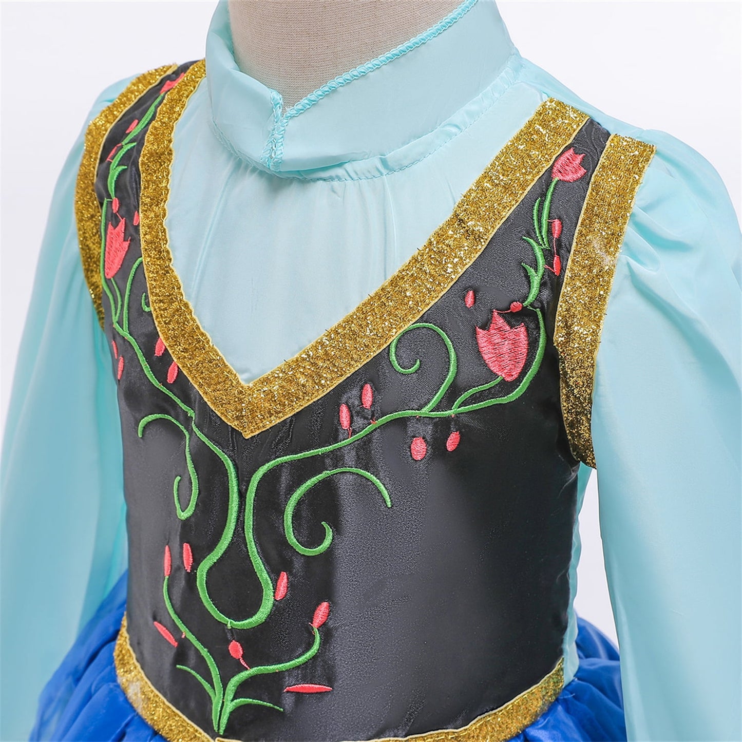 KAWELL Halloween Princess Anna Costume Girls Dress With Cape Birthday Cosplay Dress Up With Accessories