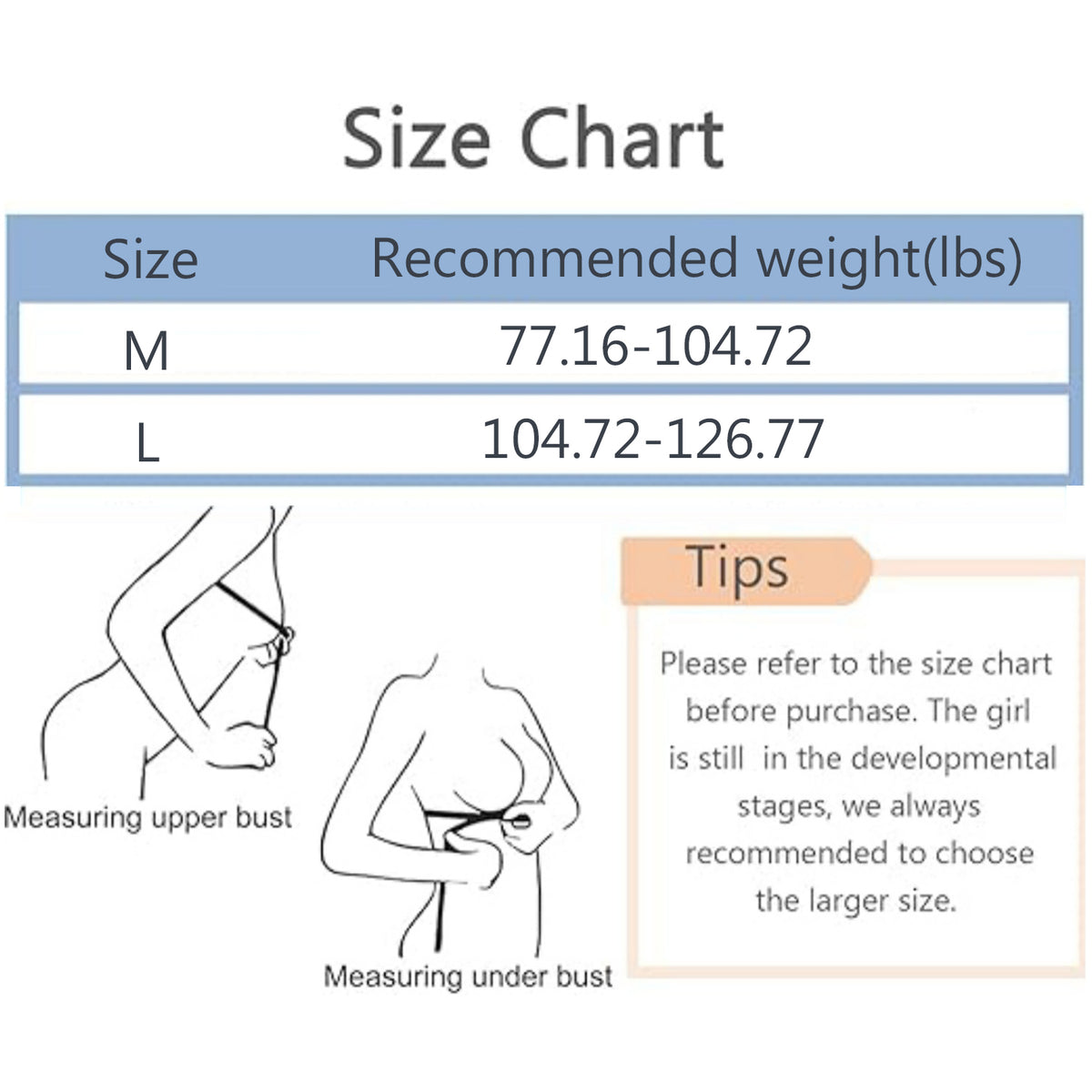 LOEL Girls' 4-Pack Training Bras with Wide Straps, Sizes M–L