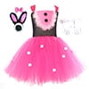 HAWEE Easter Rabbit Dress for Girls Pink Sleeveless Bunny Tutu Tulle Dress Rabbit Costume 5 PCS Kids Birthday Fancy Dress Up