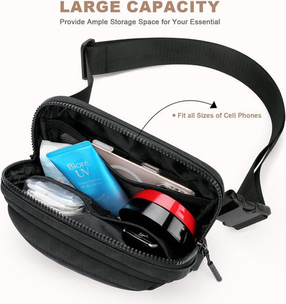 URSOFINE Fanny Pack Men Women Water-resistant with 4 Compartment, Adjustable Lightweight Crossbody Sling Bag for Travel, Gym, Running – Fits Phone & Essentials (Gift Idea)