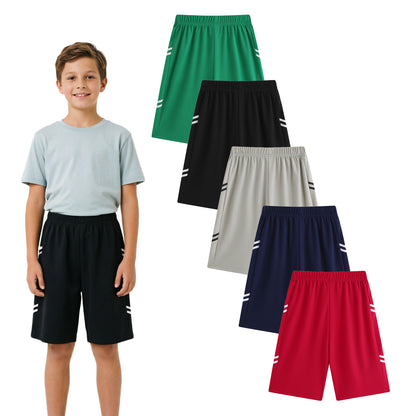 HuaAngel Boys Athletic Shorts 5 Pack Breathable Quick Dry Basketball Shorts with Elastic Waist for Youth Boys Size 6-14