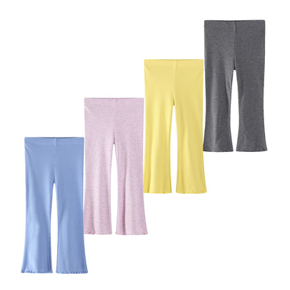 HuaAngel 4 Packs Girls Cotton Flare Leggings Soft and Stretch Flare Pants for Toddlers 2-7