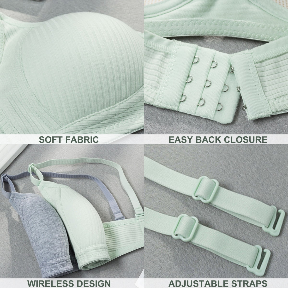 HuaAngel Girls Training Bralette Cotton Wirefree Soft Cups Adjustable Straps 5 Pack Size 32-38