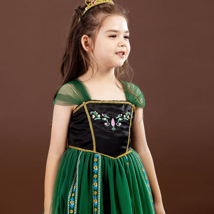LOEL Girls Princess Dress Fancy Outfit Christmas Birthday Theme Party Fairy Green Dress