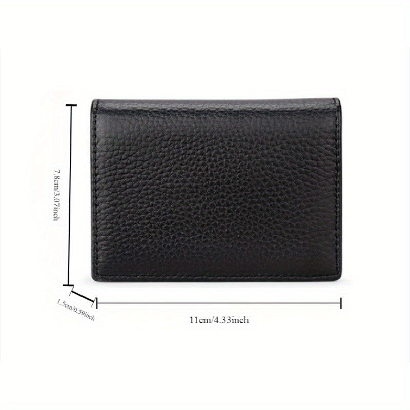 [1pc RFID Leather Wallet] 1pc Genuine Leather Rfid Blocking Wallet, Simple Thin Short Multifunctional ID Card Holder, Valentine'S Day Gift for Your Partner
