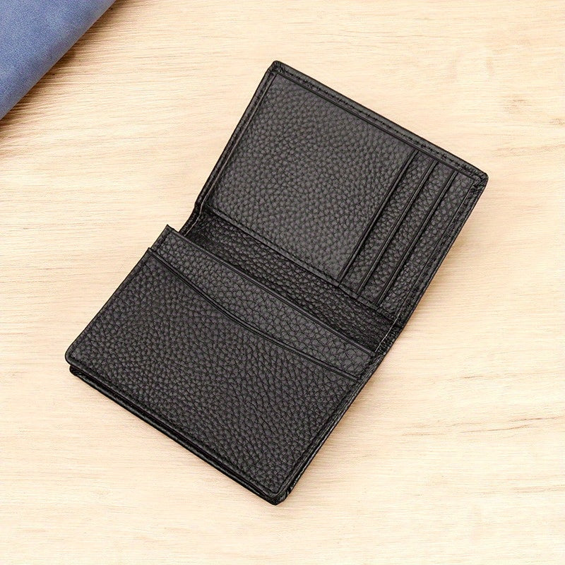 [1pc RFID Leather Wallet] 1pc Genuine Leather Rfid Blocking Wallet, Simple Thin Short Multifunctional ID Card Holder, Valentine'S Day Gift for Your Partner