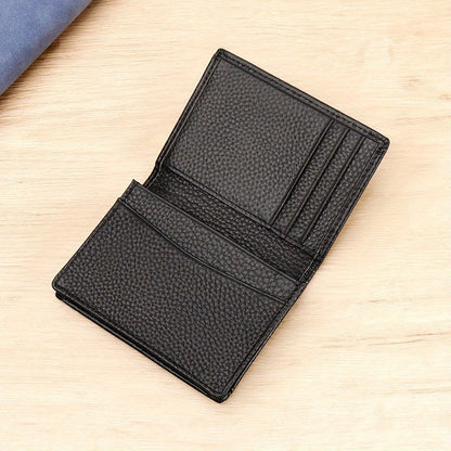 [1pc RFID Leather Wallet] 1pc Genuine Leather Rfid Blocking Wallet, Simple Thin Short Multifunctional ID Card Holder, Valentine'S Day Gift for Your Partner
