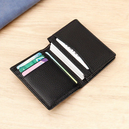 [1pc RFID Leather Wallet] 1pc Genuine Leather Rfid Blocking Wallet, Simple Thin Short Multifunctional ID Card Holder, Valentine'S Day Gift for Your Partner
