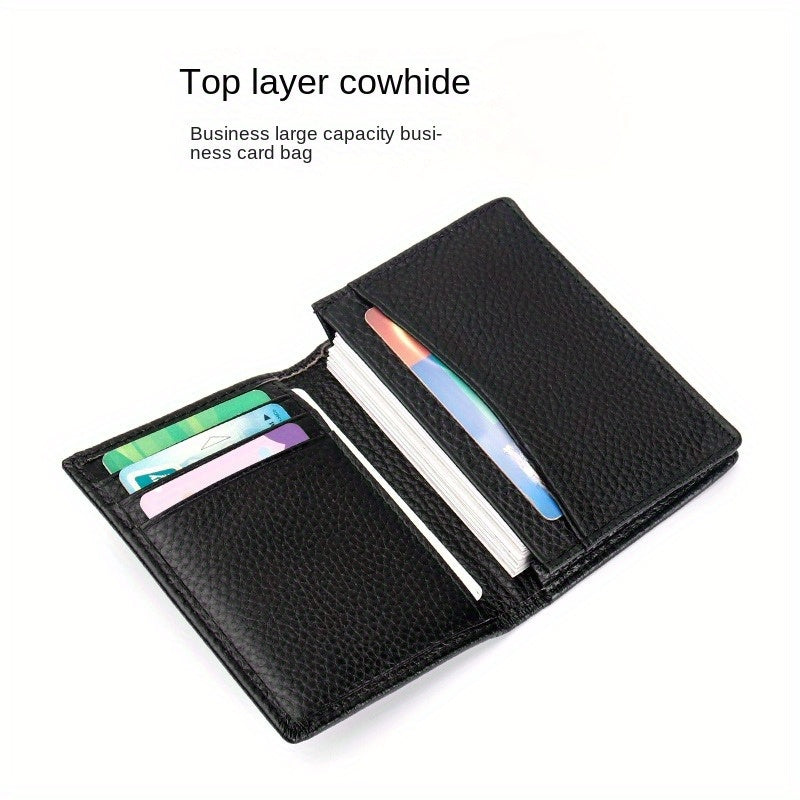 [1pc RFID Leather Wallet] 1pc Genuine Leather Rfid Blocking Wallet, Simple Thin Short Multifunctional ID Card Holder, Valentine'S Day Gift for Your Partner