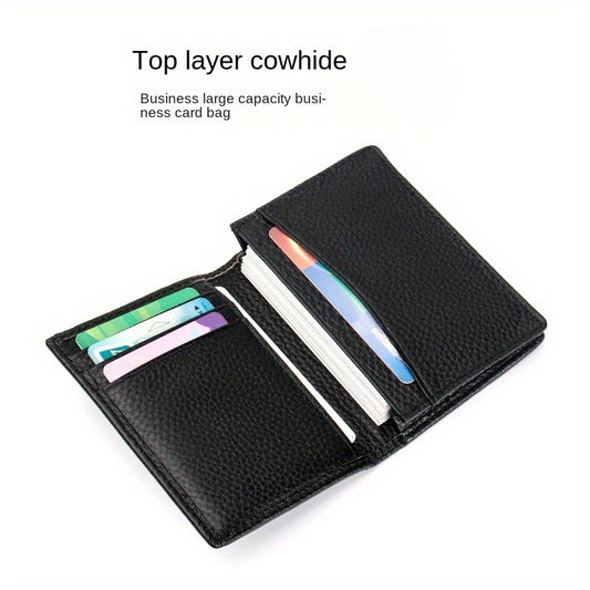 [1pc RFID Leather Wallet] 1pc Genuine Leather Rfid Blocking Wallet, Simple Thin Short Multifunctional ID Card Holder, Valentine'S Day Gift for Your Partner