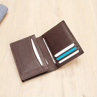 [1pc RFID Leather Wallet] 1pc Genuine Leather Rfid Blocking Wallet, Simple Thin Short Multifunctional ID Card Holder, Valentine'S Day Gift for Your Partner