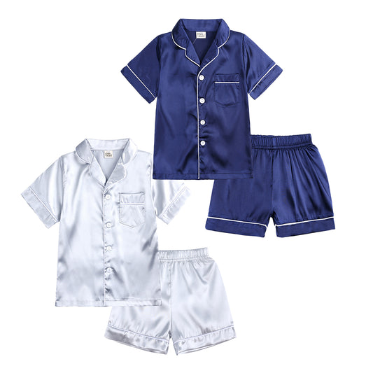 HuaAngel Boys Girls Short Sleeve Pajama Set 4-Piece Cool Soft Breathable Sleepwear Sizes 2-13