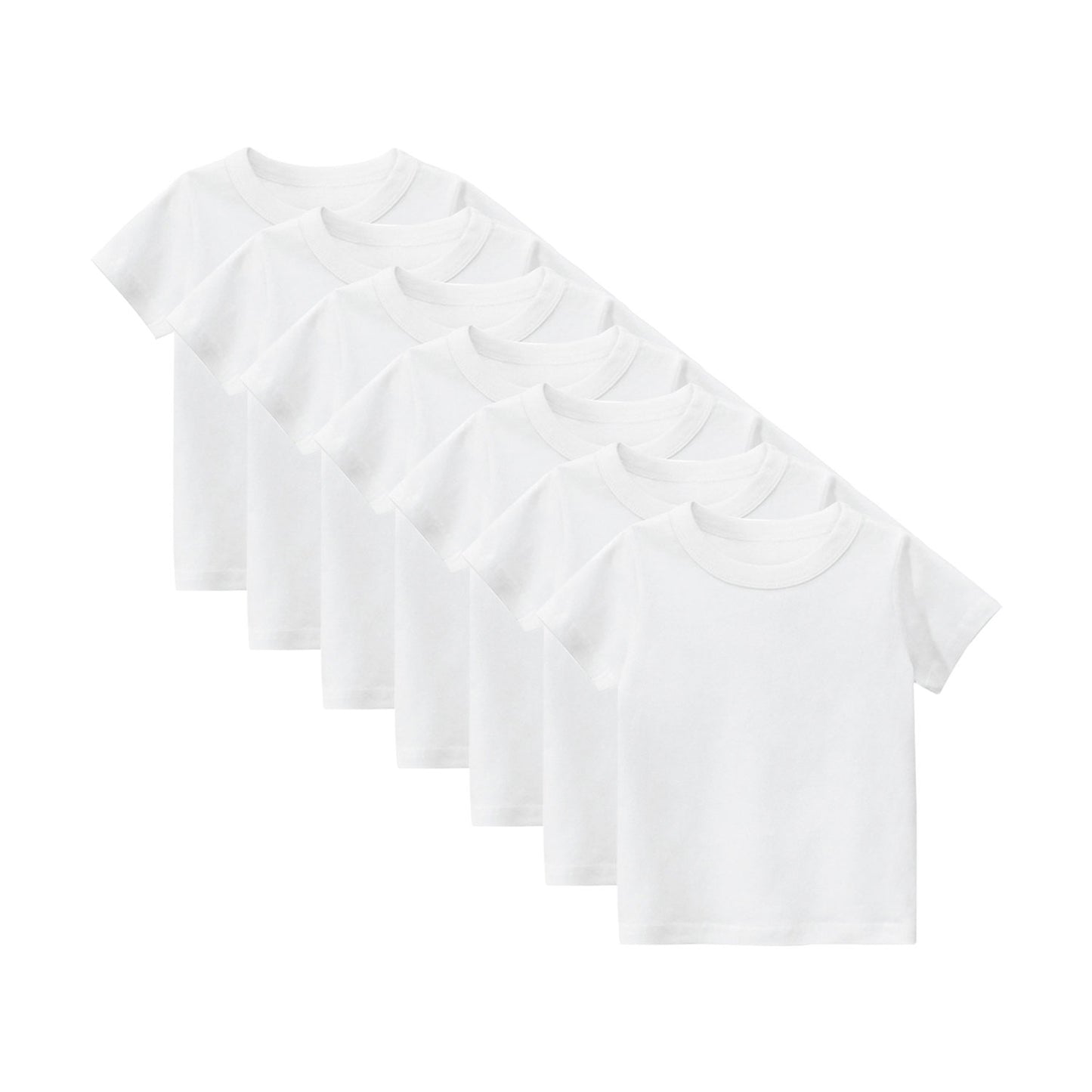 CHOYURME CHONYURM 7 Pack Toddler Boys Solid Short-Sleeve Tee Shirts 100% Cotton Crew Neck T-Shirt for Boys Girls Size 2-7T