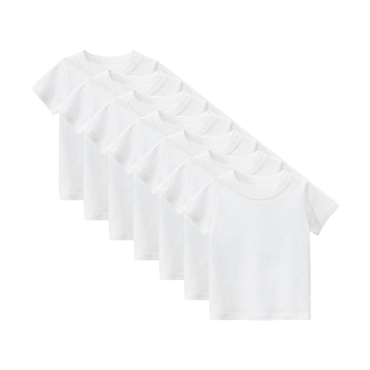 CHOYURME CHONYURM 7 Pack Toddler Boys Solid Short-Sleeve Tee Shirts 100% Cotton Crew Neck T-Shirt for Boys Girls Size 2-7T