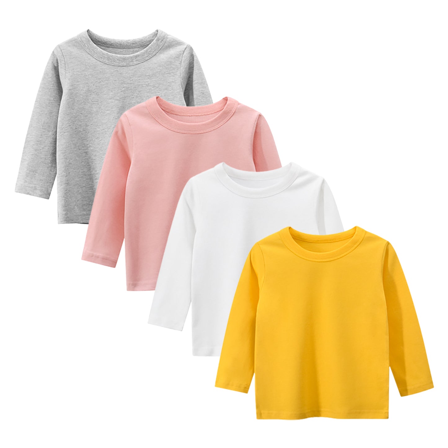 CHOYURME CHONYURM Toddler Girls 3 Packs Long Sleeve Shirts,100% Cotton Casual Crewneck Basic T-Shirt 2-7T