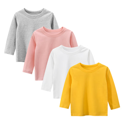 CHOYURME CHONYURM Toddler Girls 3 Packs Long Sleeve Shirts,100% Cotton Casual Crewneck Basic T-Shirt 2-7T