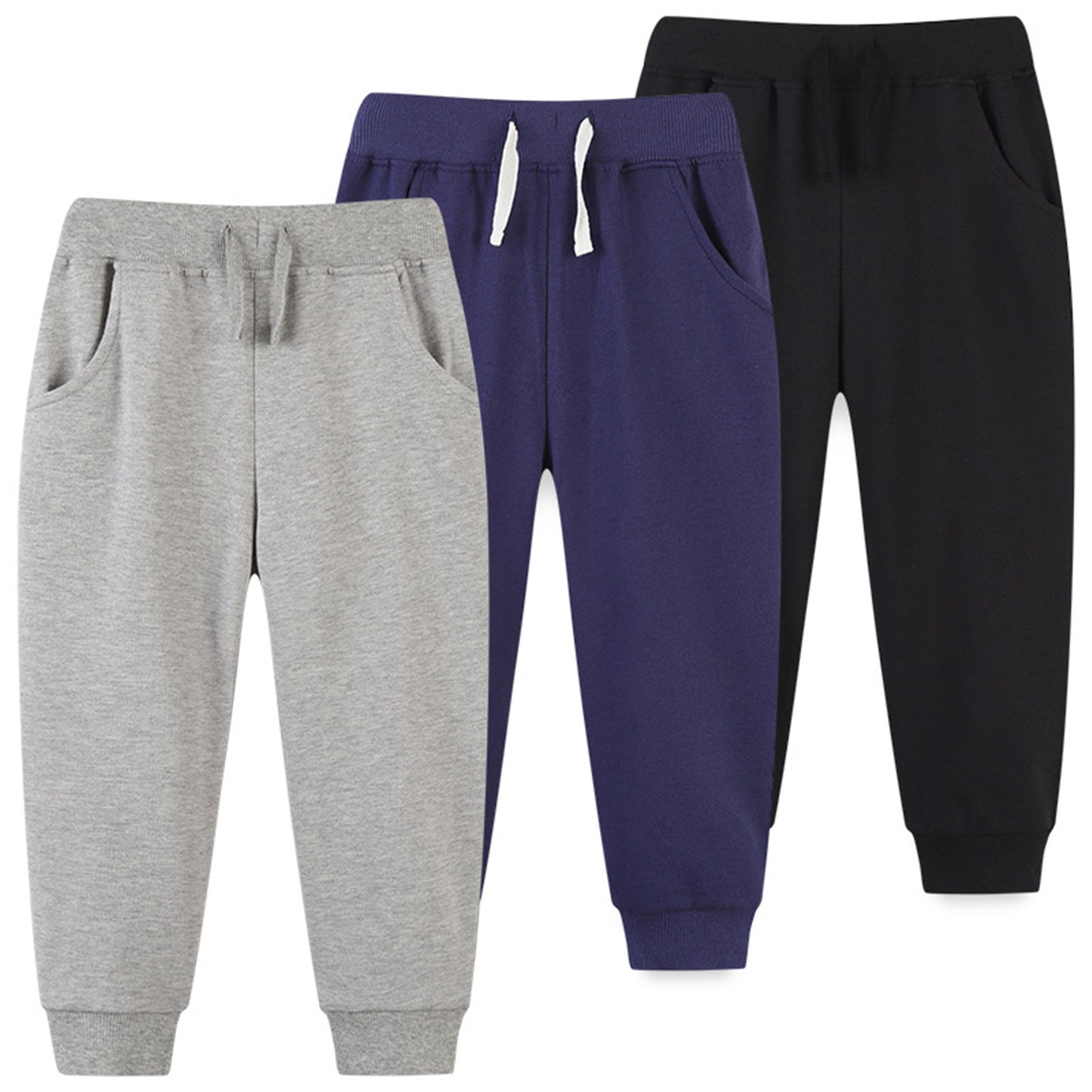 CHOYURME CHONYURM 3 Pack Toddler Boys Sweatpants Cotton Joggers Pants with Pocket and Drawstring