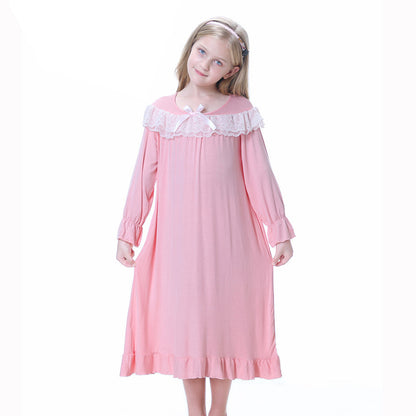HuaAngel Girl's Nightgown Long Sleeve Princess Pajama Dress Soft Cotton Kids Sleepgown 3t-13 Years