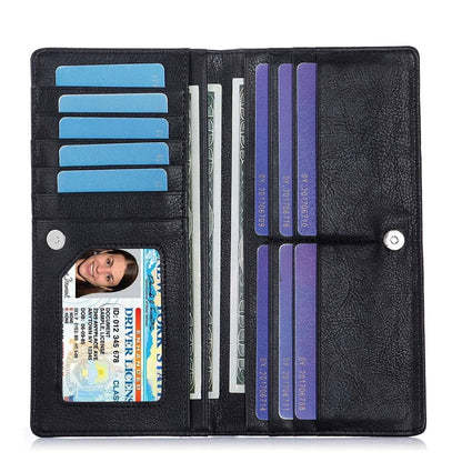 HAWEE Slim Bifold Wallet for Women, RFID Blocking Long Purse Thin Travel Credit Card Holder
