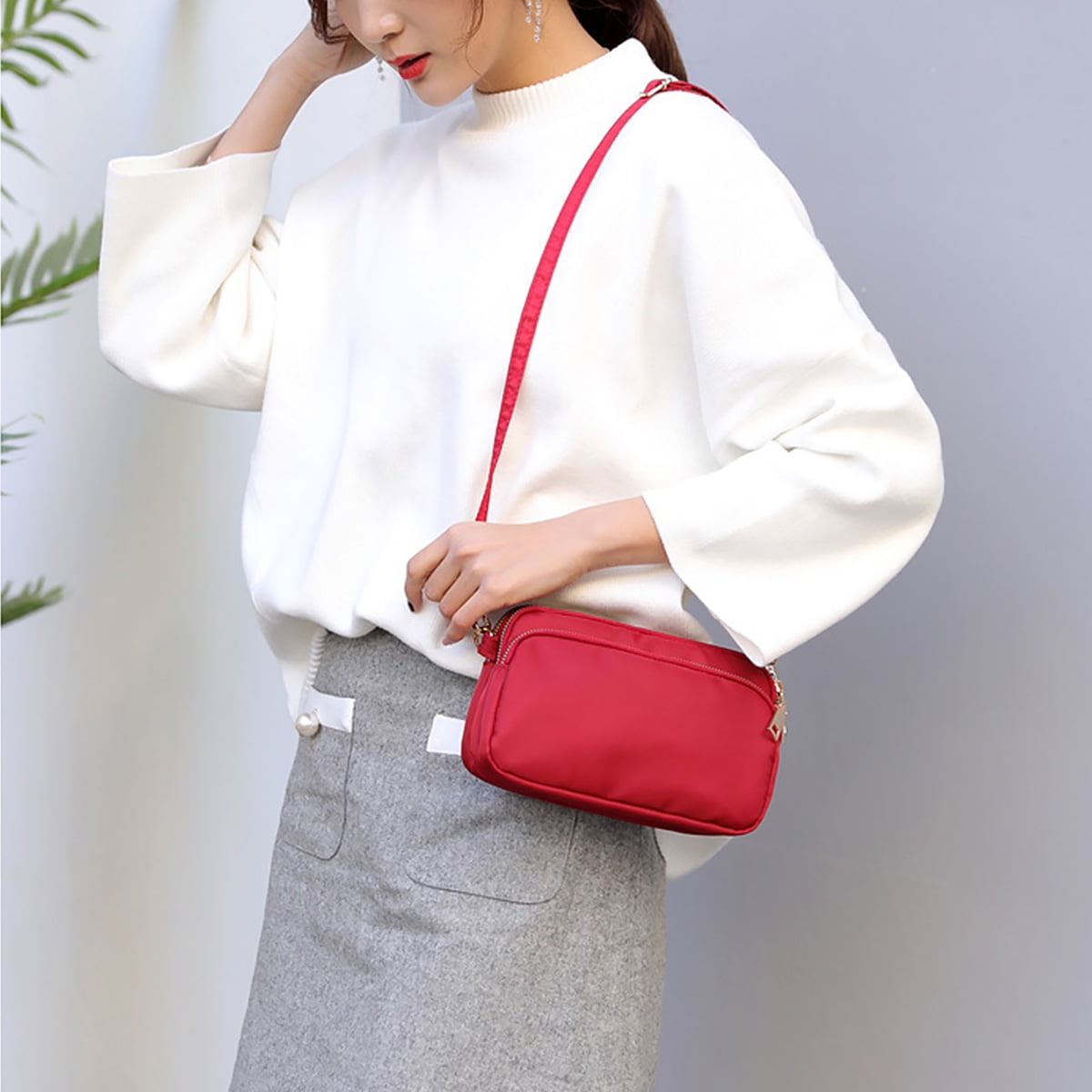 Small Crossbody Bag for Women Waterproof Shoulder Bag Casual Nylon Purse Handbag with Multi Pocket for Women Lady