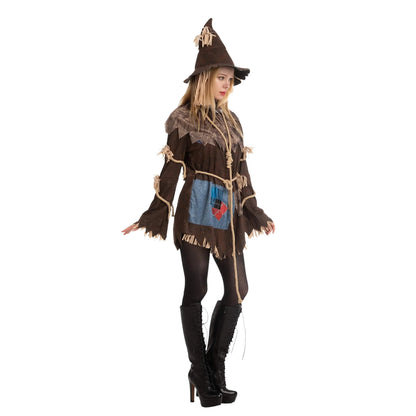 LOEL Scary Scarecrow Costume for Adult Women Halloween Dress up Party Cosplay