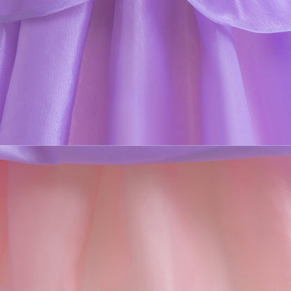 LOEL Girls Princess Dresses Birthday Cosplay Party Princess Dress up Purple Fairy Dress