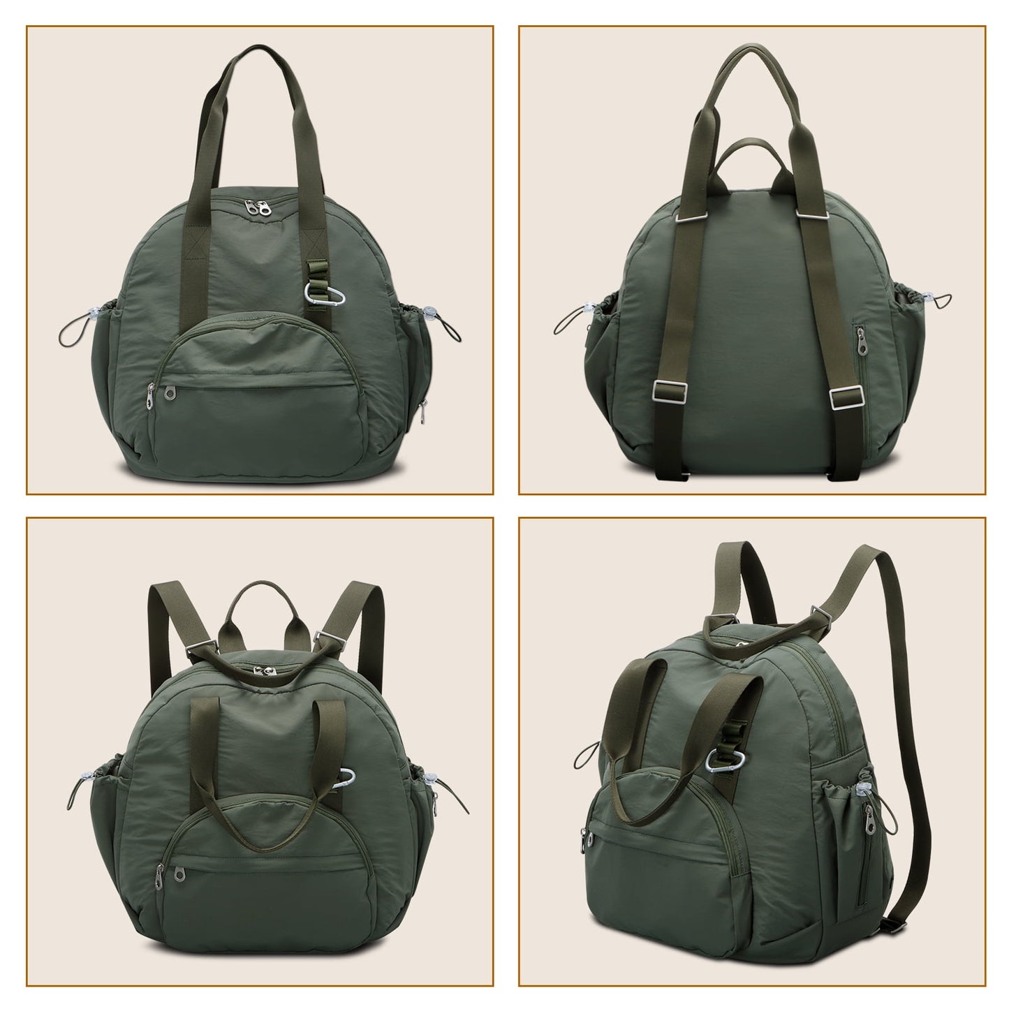 URSOFINE 2-in-1 Recycled Nylon Convertible Backpack Tote Purse for Women, Water-Resistant Handbag with Wet Pocket, Lightweight Foldable Daypack for Commute, College, Gym, and Weekend Travel