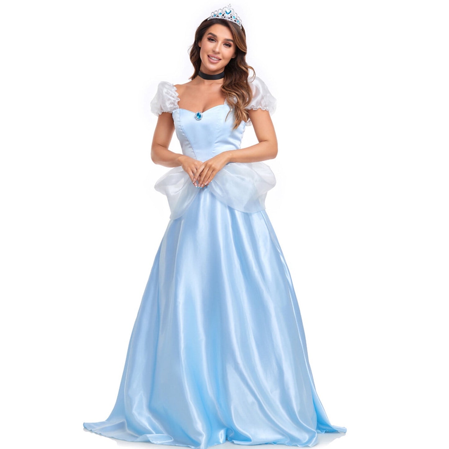 HAWEE Blue Princess Dress Up Costume Halloween Carnival Party Ball Gown for Adult Women