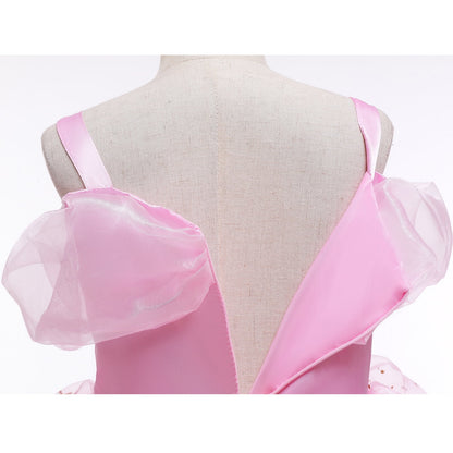 LOEL Girls Princess Dress Fairy Pink Dress Christmas Birthday Dress Up