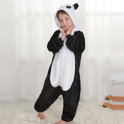 KAWELL Unisex Panda Parent-Child One-Piece Pajamas Flannel Animal Pajamas Costume Halloween Christmas Cosplay