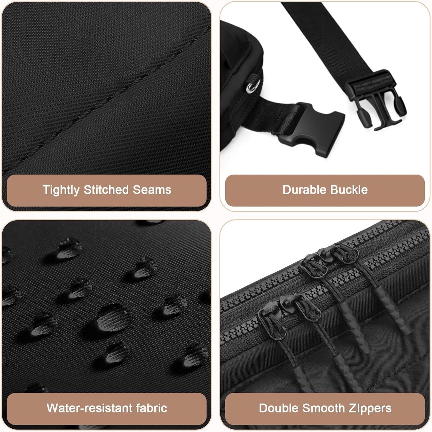 URSOFINE Fanny Pack Men Women Water-resistant with 4 Compartment, Adjustable Lightweight Crossbody Sling Bag for Travel, Gym, Running – Fits Phone & Essentials (Gift Idea)