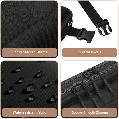 URSOFINE Fanny Pack Men Women Water-resistant with 4 Compartment, Adjustable Lightweight Crossbody Sling Bag for Travel, Gym, Running – Fits Phone & Essentials (Gift Idea)