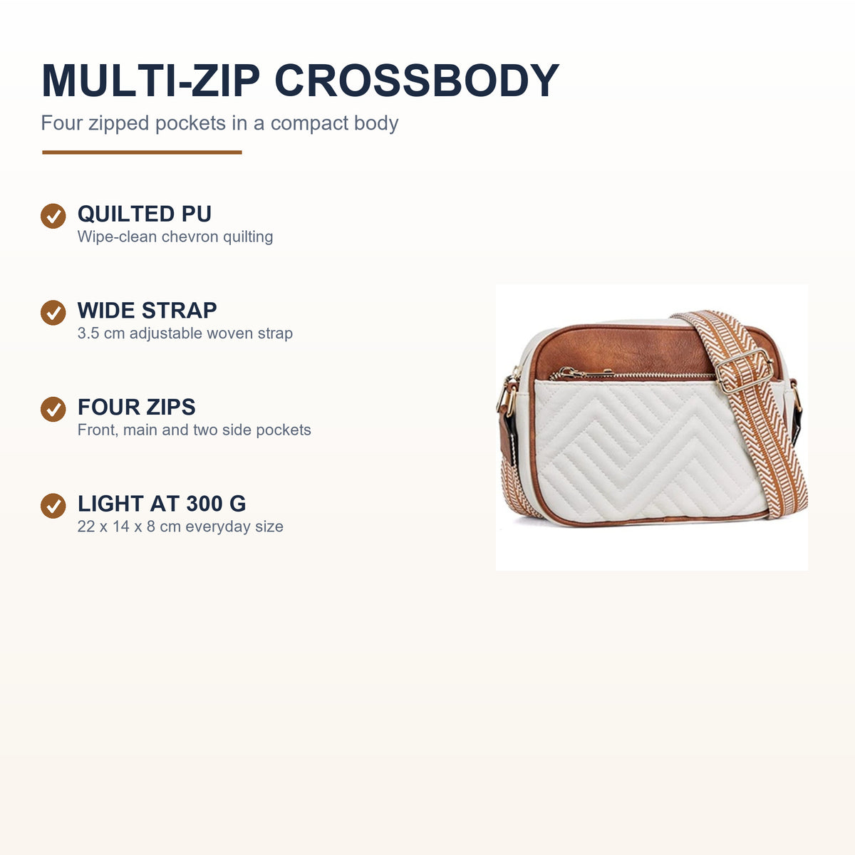 Multi-Zipper Crossbody Bag - Feature overview