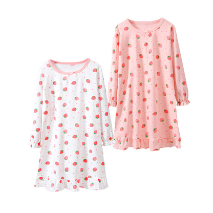 HuaAngel 2 Pack Girls Cotton Nightgowns Long Sleeve Soft Sleepwear for Toddler to Teen Sizes 4-16