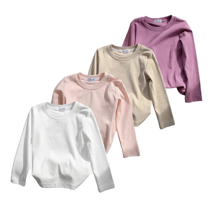 HuaAngel Boys Girls Cotton Long Sleeve Crew Neck T-Shirt 4 Packs Sizes 2-8