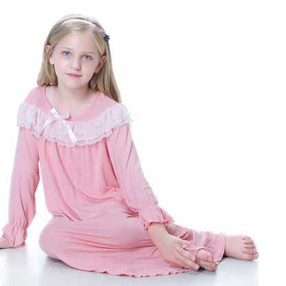 HuaAngel Girl's Nightgown Long Sleeve Princess Pajama Dress Soft Cotton Kids Sleepgown 3t-13 Years
