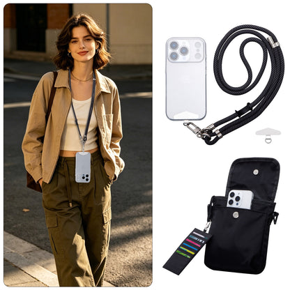 URSOFINE Small Crossbody Bag for Women, Phone Lanyard for Women/Men, Cell Phone Purses with Detachable 6-Layer Card Holder