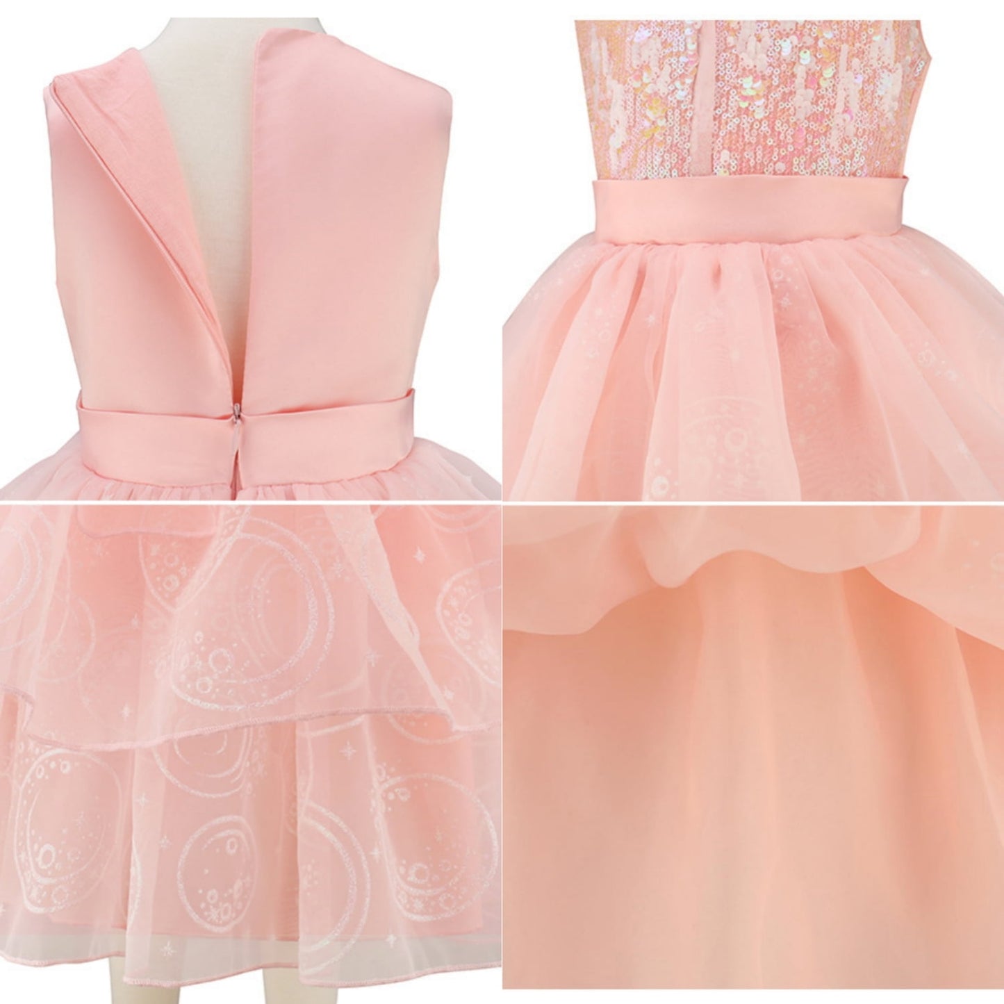 LOEL Girls Pink Ball Gown Witch Dress Princess Dresses Sequin Tulle Dress Wedding Birthday Party Dress Up