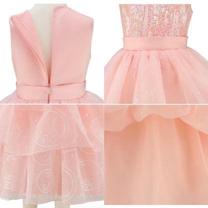 LOEL Girls Pink Ball Gown Witch Dress Princess Dresses Sequin Tulle Dress Wedding Birthday Party Dress Up
