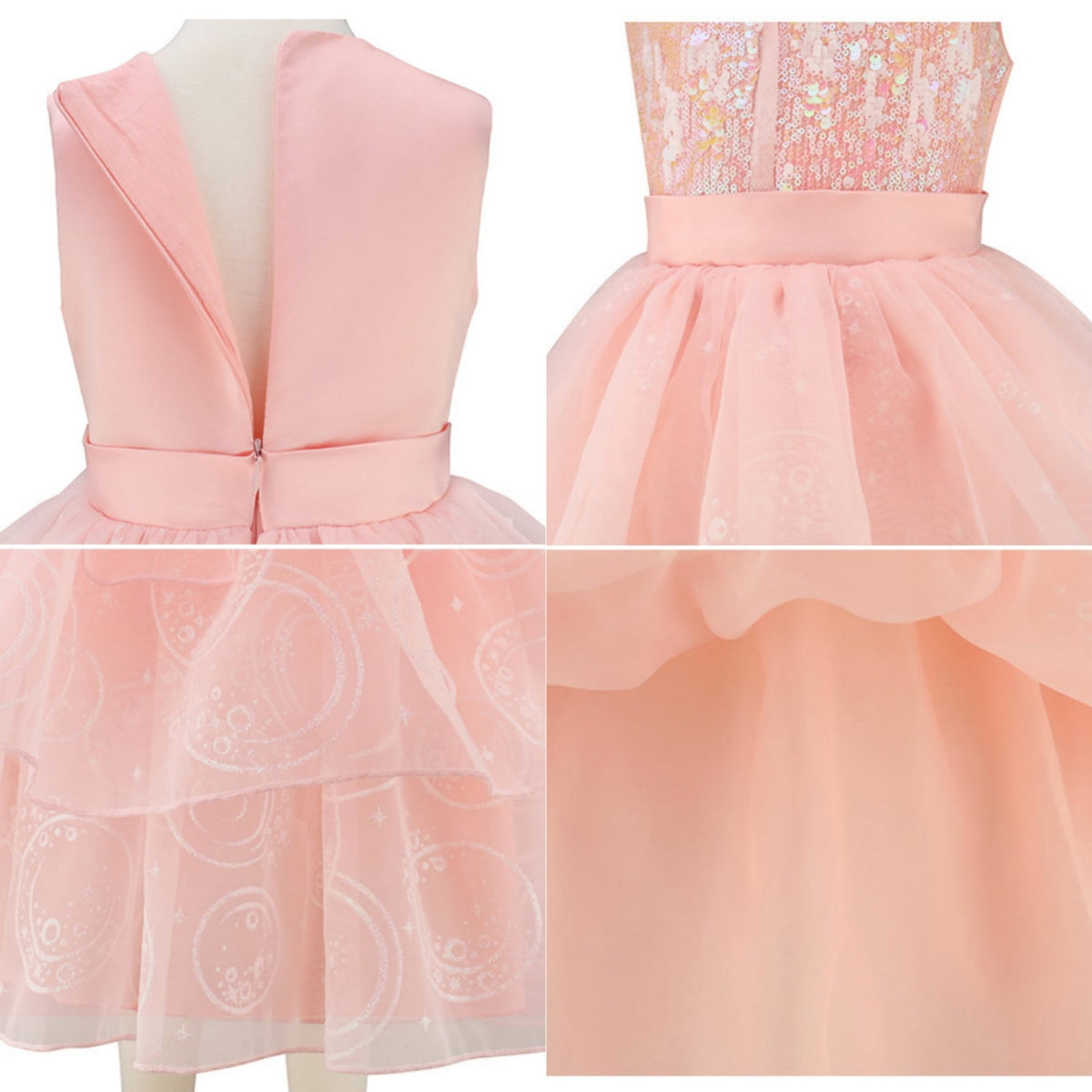 LOEL Girls Pink Ball Gown Witch Dress Princess Dresses Sequin Tulle Dress Wedding Birthday Party Dress Up