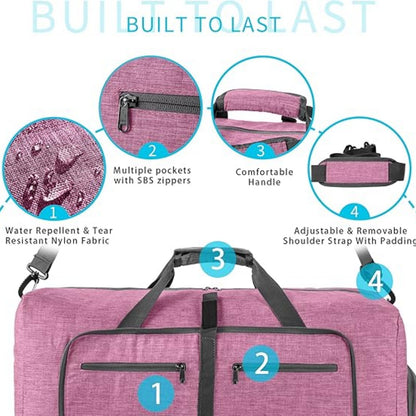 URSOFINE 115L/85L/65L Large Duffle Bag, Foldable Travel Gym Bag with Shoe Compartment, Lightweight Water Repellent Tear Resistant for Camping, Weekender, Overnight Travel