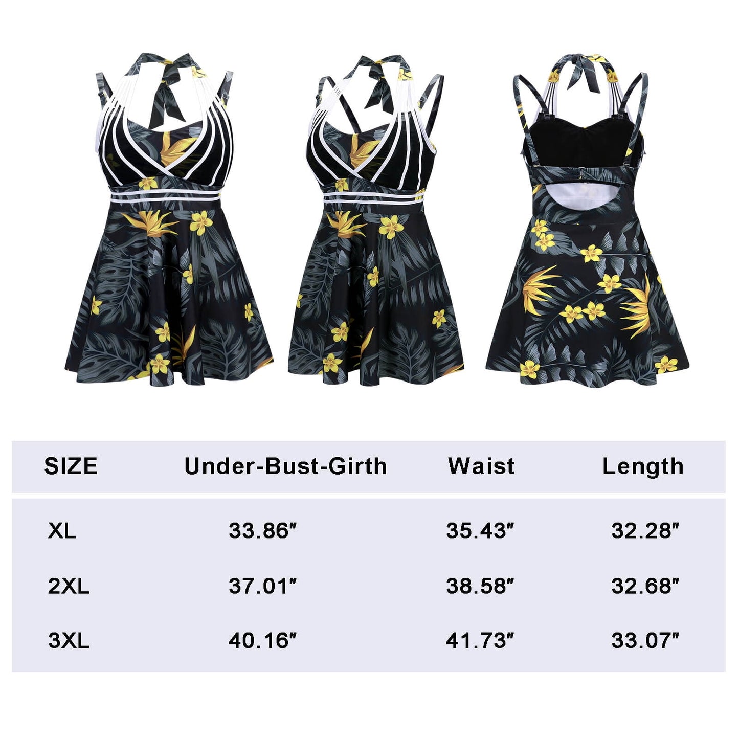 Womens Halter Swimdress Plus Size Two Piece Swimsuit Tankini Set