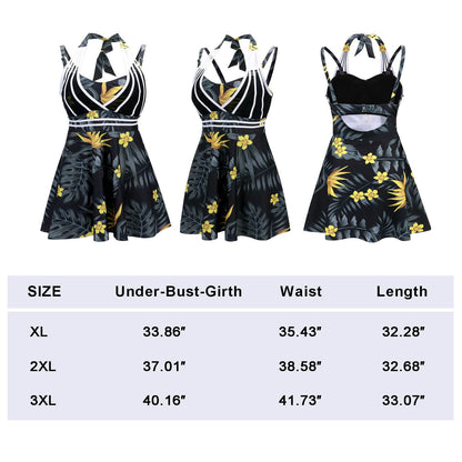 Womens Halter Swimdress Plus Size Two Piece Swimsuit Tankini Set