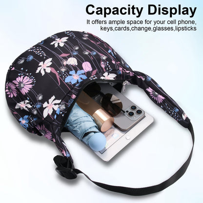 URSOFINE Women Crescent Crossbody Bag Lightweight Hobo Shoulder Bag, Multi Pocket Adjustable Strap Sling Bag, Bohemian Casual Handbag Purse for Daily Shopping Travel Gift,Purple